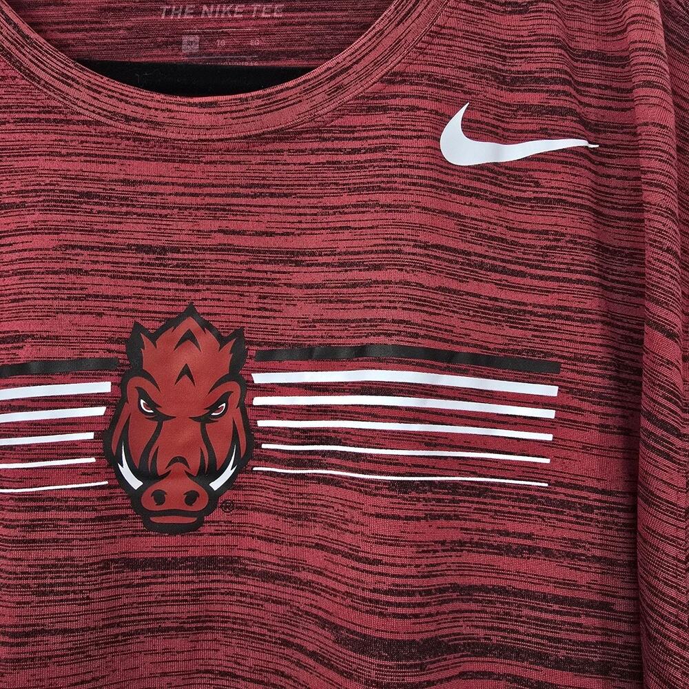 Arkansas Razorbacks Shirt Mens XL Red NCAA Football Nike Dri Fit Heathered - Picture 5 of 10